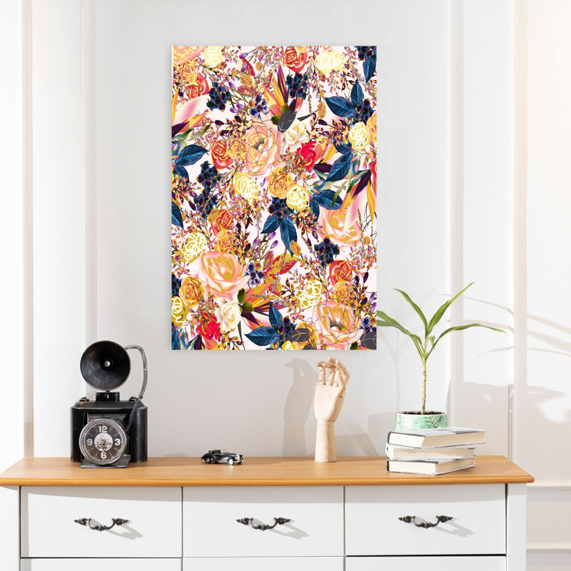 Art contemporain, art floral naturel, H 24 po x l 16 po