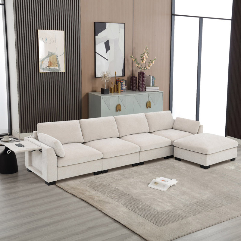 Canapé modulaire en L 130 po Jibria, Beige