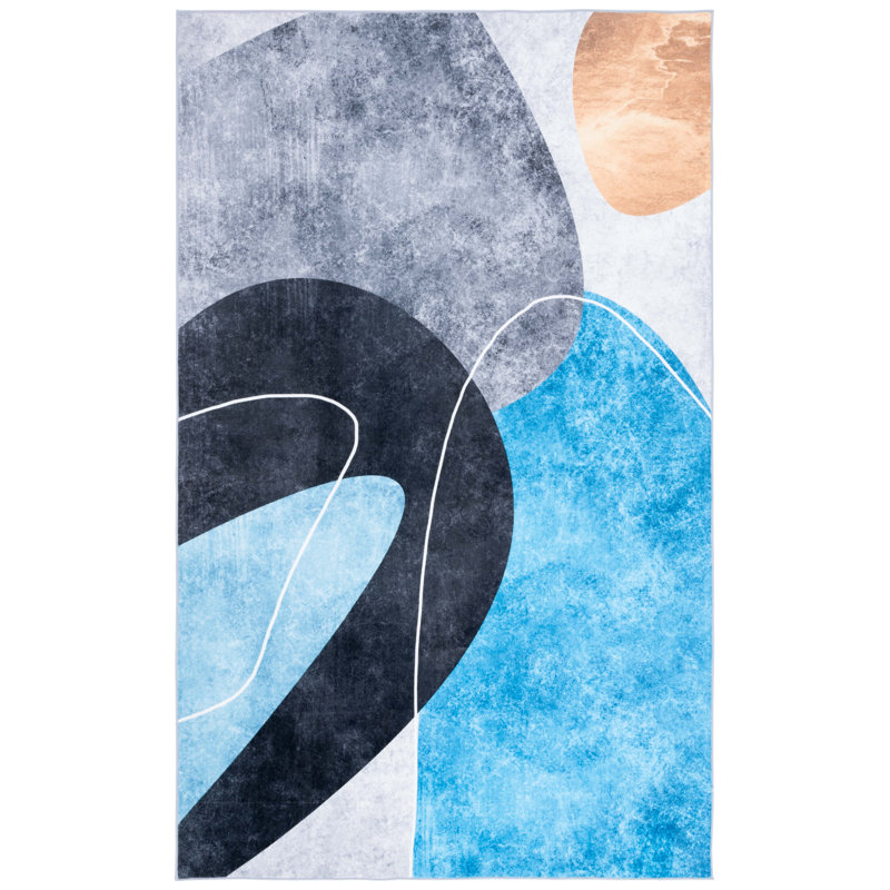 Tapis gris foncé / turquoise Josalina Monica 837, Rectangulaire 3 pi x 5 pi