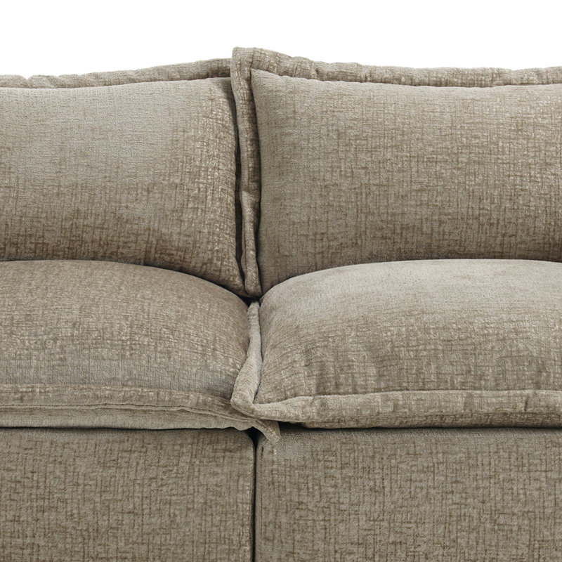 Canapé modulaire rembourré en chenille 2 pièces 2 pièces avec dossier coussiné - entièrement comprimé, aucun assemblage requis