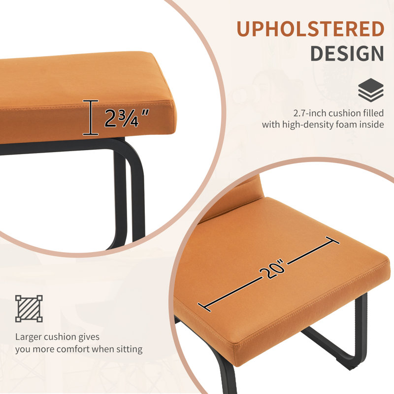 19" H Mid-Century Modern Armless High Back Side Chair Leathaire Upholstered Dining chairs, Brown