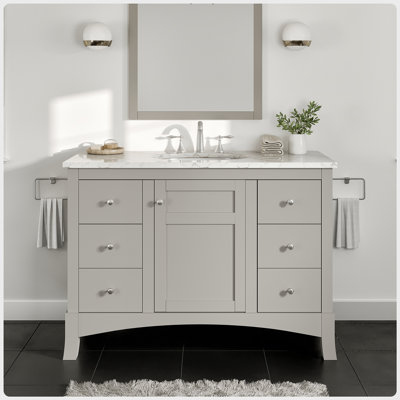 48'' Free-standing Single Bathroom Vanity with Carrara Marble Vanity Top -  Eviva, EVVN514-48GR-N