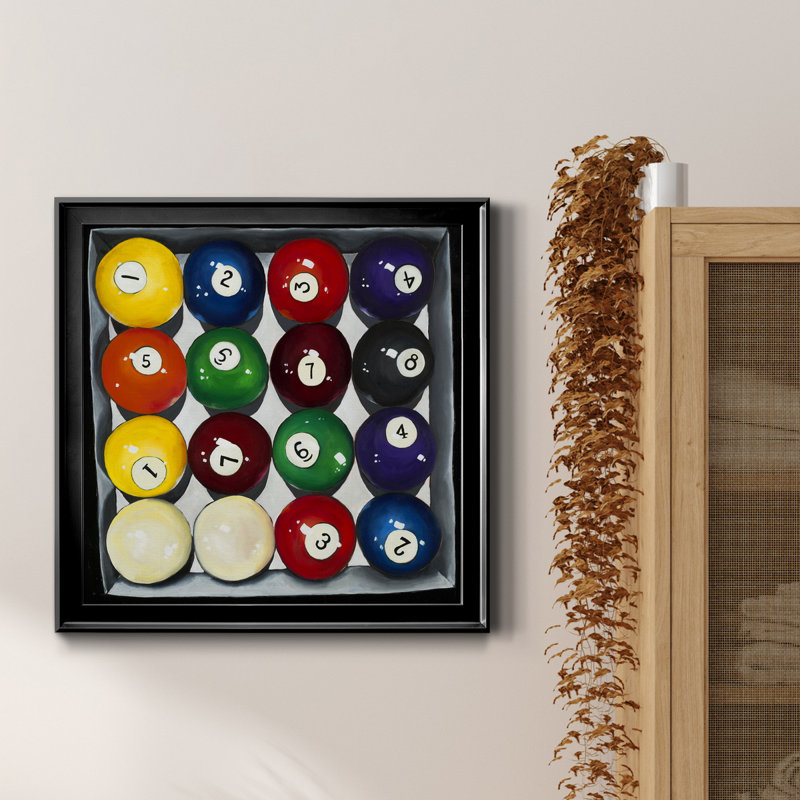 Retro Billiards - Reproduction d'art graphique sur toile encadrée, Noyer, H 17,5 po x l 17,5 po x P 1,5 po