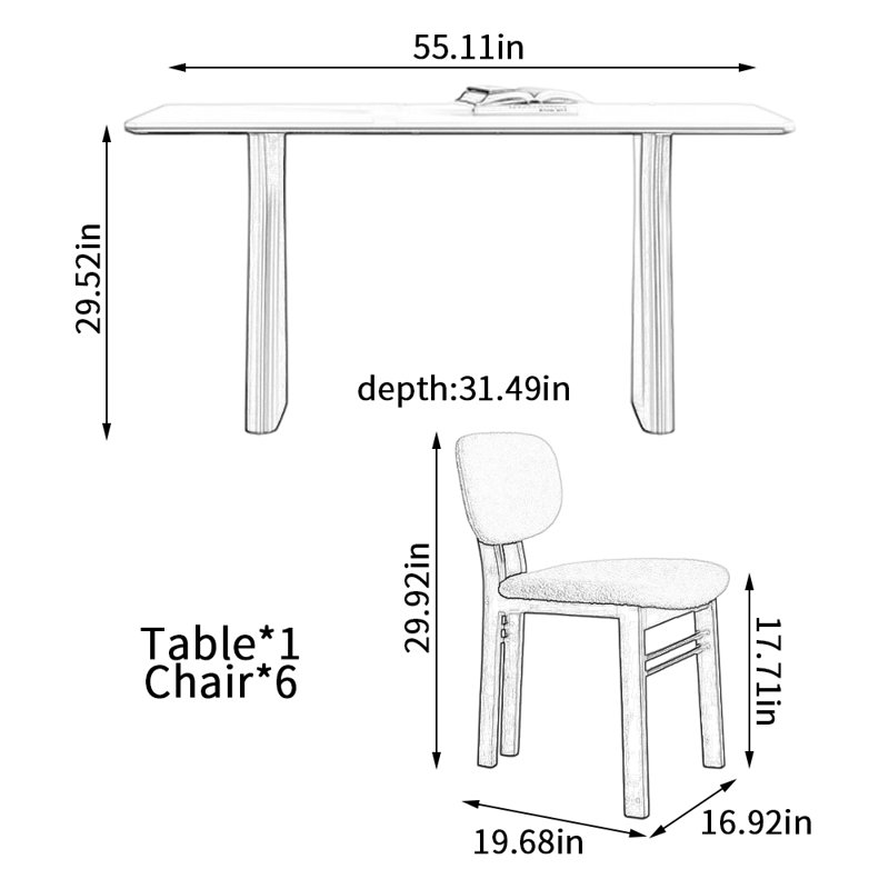 Table de salle à manger Durable, H 29,52 po x L 55,11 po x l 31,49 po
