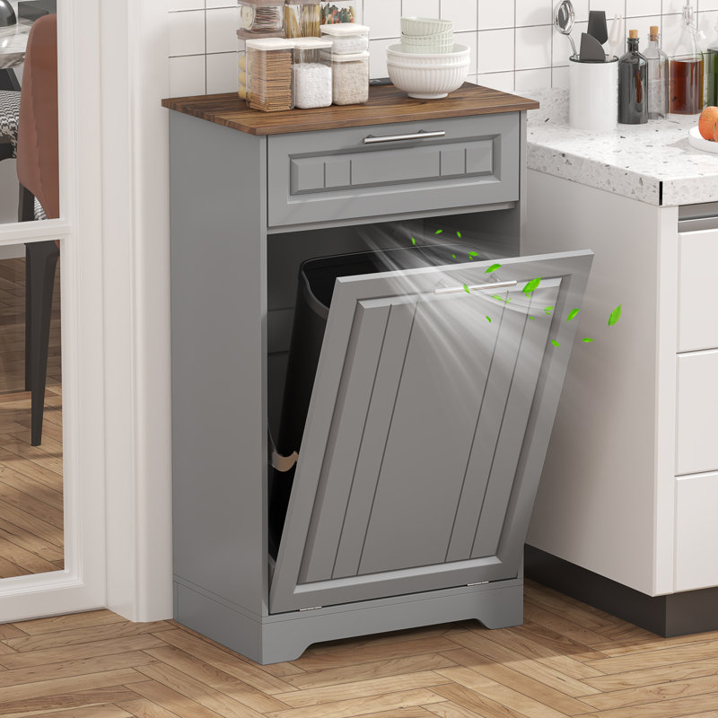 Armoire à ordures inclinable 10 gallons avec contrôle des odeurs, Gris