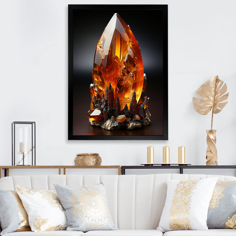 Citrine orange, pierre spirituelle orange - impression, Cadre photo noir, H 20 po x l 12 po x P 1 po