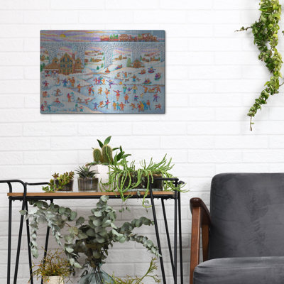 Winter Skating And Santa Train' by Andrea Strongwater Metal Wall Art, 36" x 24"