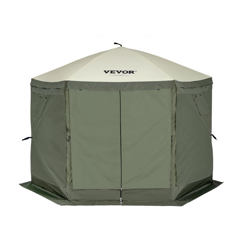 Pop Up Gazebo Tent, Pop-Up Screen Tent 6 Sided Canopy Sun Shelter with 6 Removable Privacy Wind Cloths & Mesh Windows, 10x10FT Quick Set Screen Tent with Mosquito Netting,