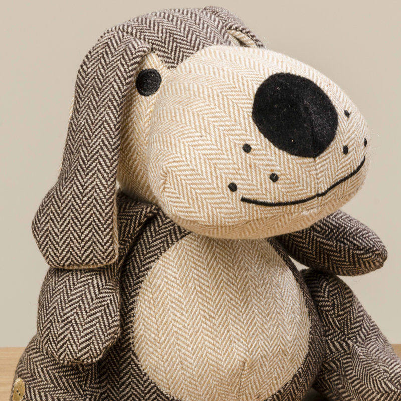 Brown and Tan Tweed Fabric Puppy Dog Door Stop