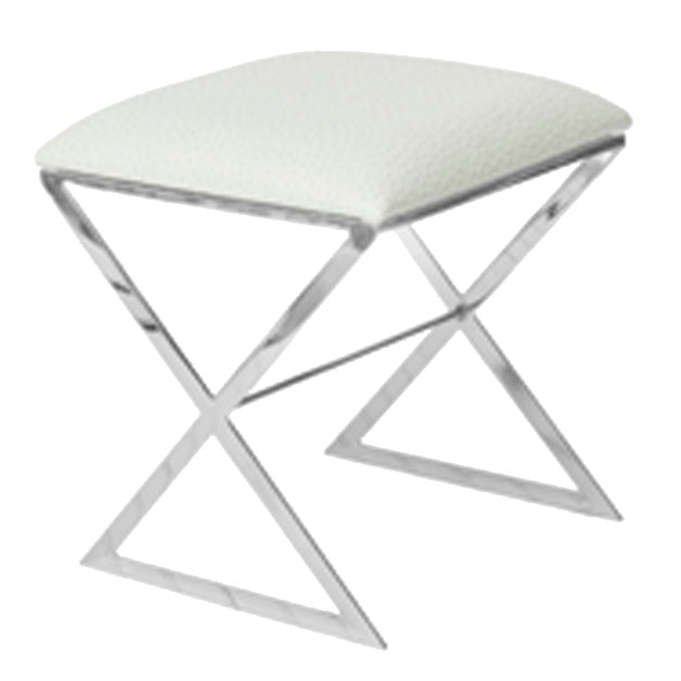 Iron Accent Stool, White, Nickel