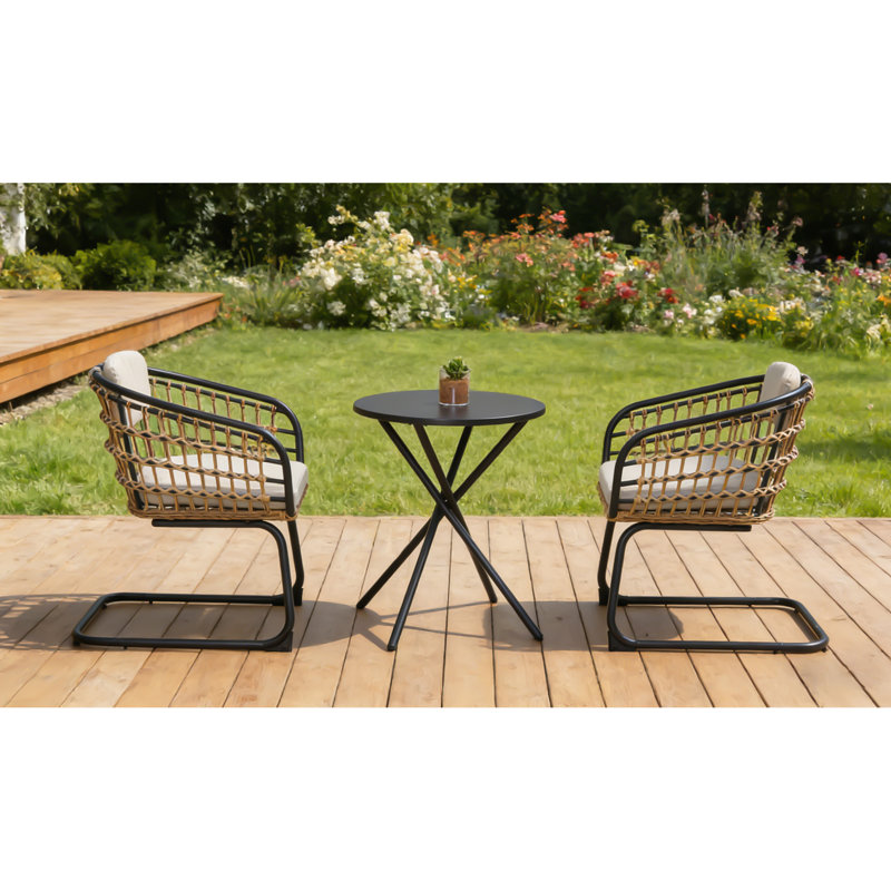 3-Piece Outdoor Wicker Bistro Set