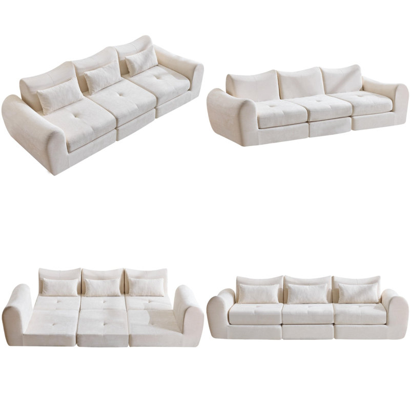 Canapé-lit convertible 3 places modulable Cloud, Blanc