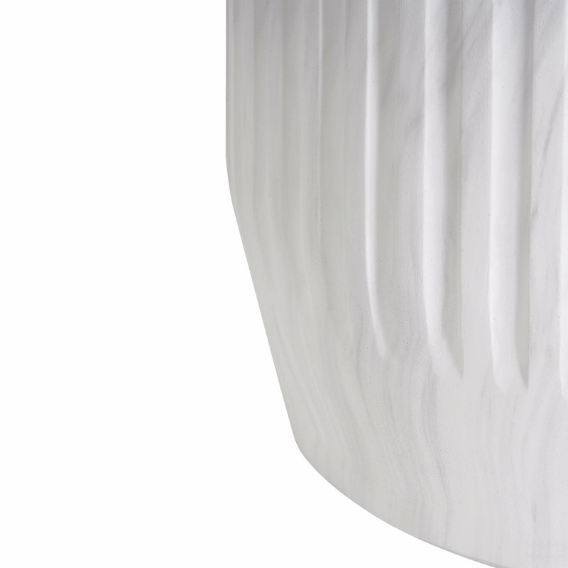 Outdoor Cicci Carved Side Table, White