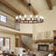 Lustre rustique en bois à roulettes - Luminaire rond de style campagnard pour salon, salle à manger, haut plafond avec chaîne réglable, certifié UL-1567031681