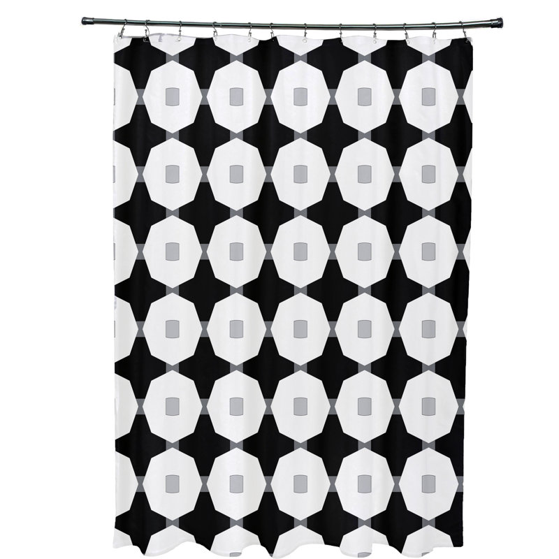 Ayasha Geometric Shower Curtain, Black