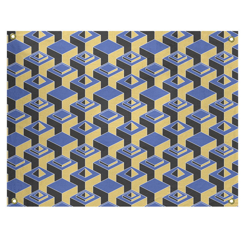 Tapisserie, H 59 po x l 80 po, Bleu/jaune