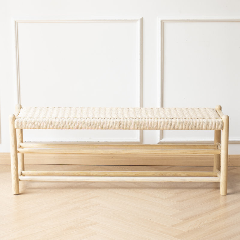 Everill Solid Wood Entryway Bench with Shoe Storage, Wood, 16.9" H x 48" W x 14" D