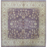 One-of-a-Kind Hand-Knotted High-Quality Purple/White Square Area Rug