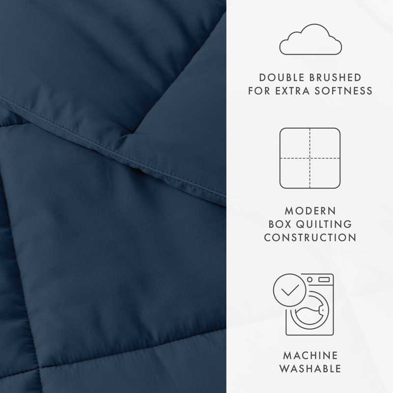 Navy King Reversible Down Alternative Microfiber Comforter Set