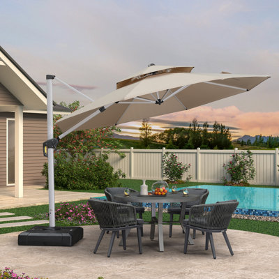 Burgue  11 FT Round Cantilever Umbrella,Beige