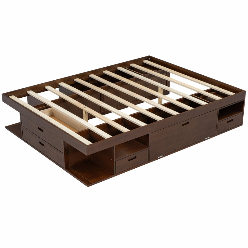 Sophisticated Storage Platform Bed Frame with Multiple Functionalities