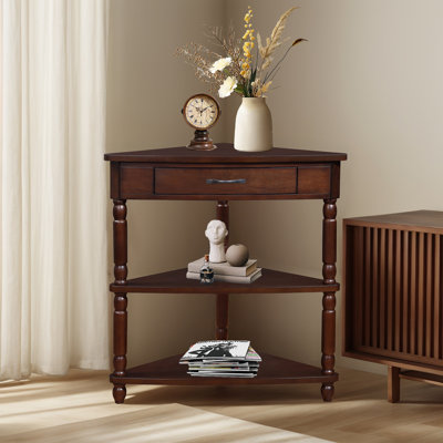 Table d'appoint d'angle avec pieds en bois massif