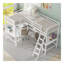 Lit mezzanine en bois simple en L avec échelle et 2 bureaux intégrés en L, blanc