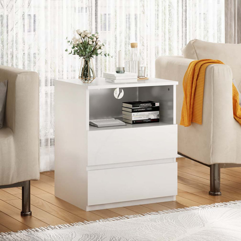 Table de bout avec station de charge USB C rapide, Blanc