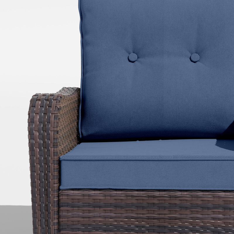 Ensemble de chaises berçantes pivotantes Elyes pour 4 personnes avec table basse et foyer d'extérieur sans fumée, Marine