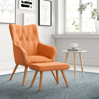 Georgia Upholstered Wingback Chair with Footstool