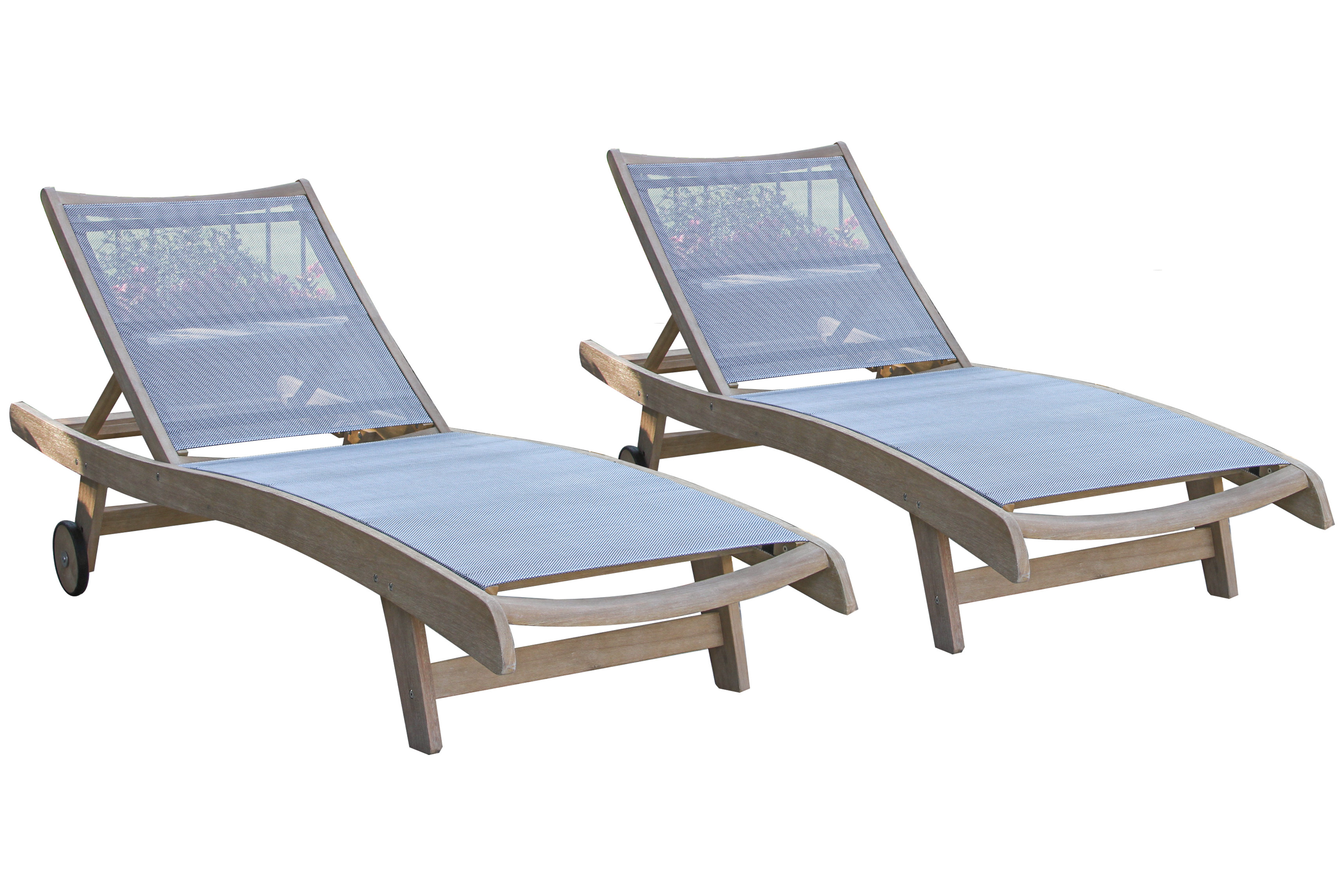 2 Pc. Antique Wash Chaise Lounge Chairs