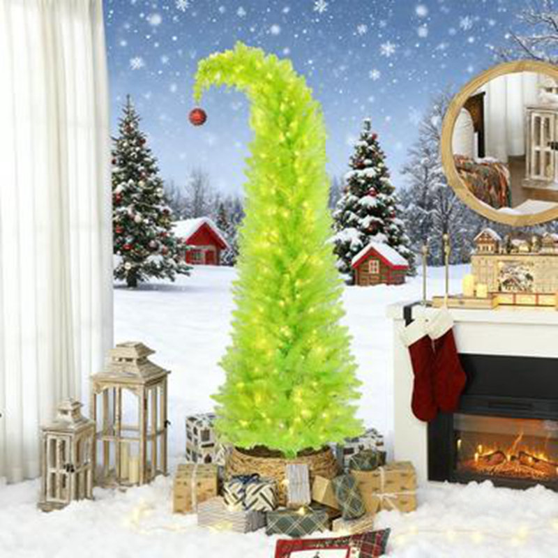 Arbre de Noël 6 pi avec boule rouge et base en métal, H 6 pi