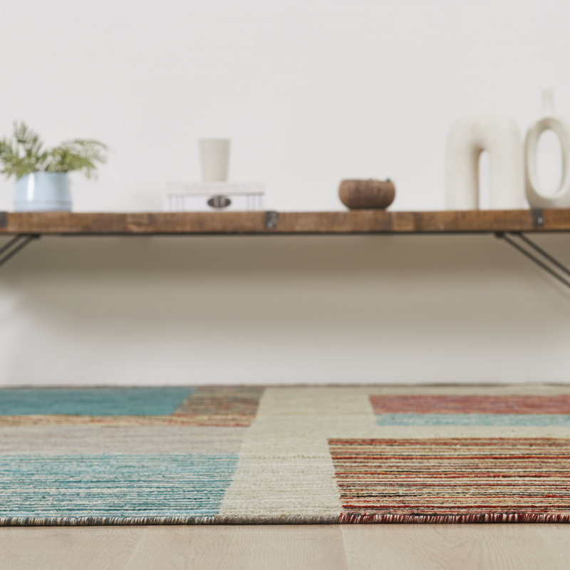 Axim Verdant & Ember Striped Hand-Knotted Wool Area Rug, Rectangle 10' x 14'