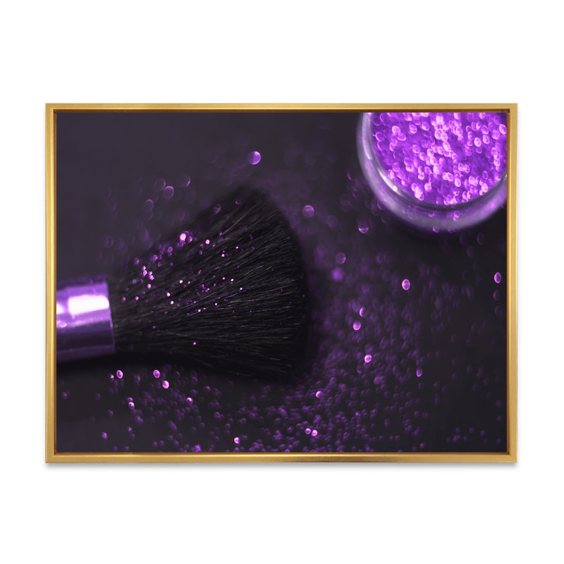 «Purple Glitter Sparkle», reproduction d'art sur toile Glam, H 8 po x l 12 po x P 1 po, Cadre flottant doré
