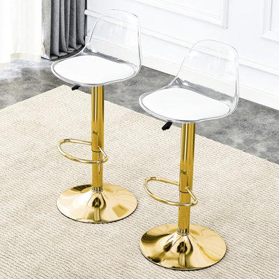 Modern Minimalist Bar Chairs And Bar Stools. Can Rotate 360 ° And Adjust Lifting. Pet Backrest And Pu Seats. Set Of 2. Suitable For Bars, Restaurants, And Front Desk Cashiers