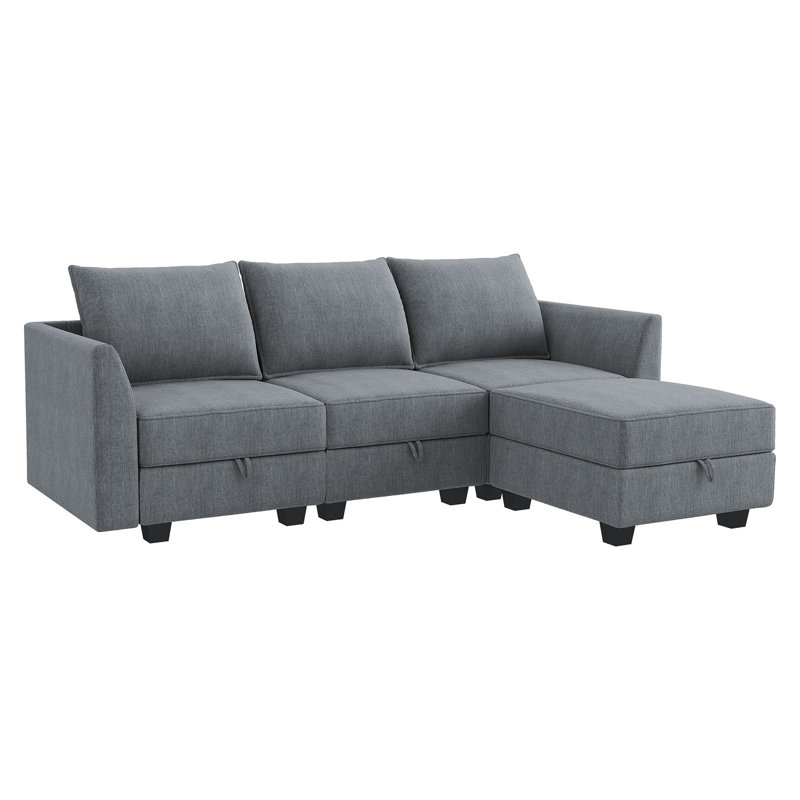 Manusite L-Shaped Modular Sectional Upholstered Couch With Storage Seat