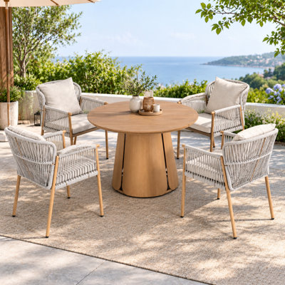 4 - Person Patio Dining Set with Round Table , Cushions Included