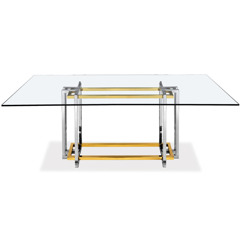 Temple Cloud Rectangular Glass Top Dining Table, 30" H x 79" L x 40" W