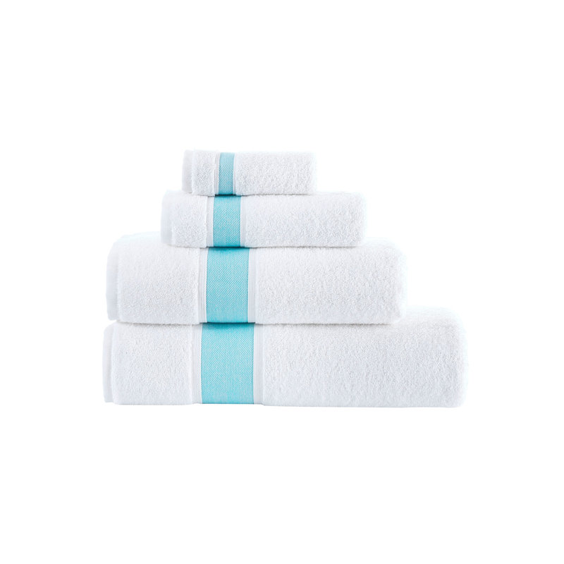 Sea Glass Turkish Cotton Hand Towel with Herringbone Trim