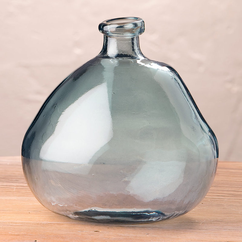 Byxbee Handmade Glass Table Vase, Smoky Blue, 9" H x 9" W x 9" D