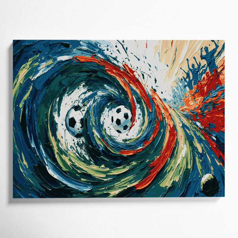 Art sportif sur toile bleue, H 20 po x l 30 po