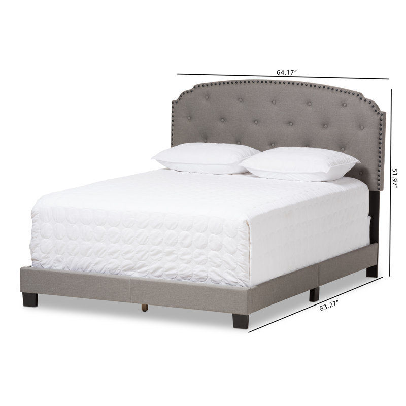 Upholstered Standard Bed, King, Light Gray