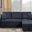 Canapé modulaire faisant face à droite avec repose-pieds, canapé d'angle convertible avec rangement pour accoudoirs, canapé modulaire pour salon et appartement, méridienne droite et gris foncé