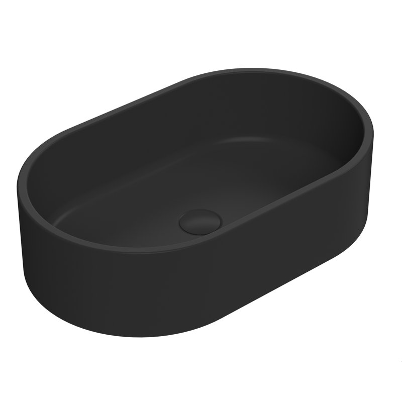 Nuie Vessels 565mm L x 350mm W Vitreous China Oval Sink, Matte Black