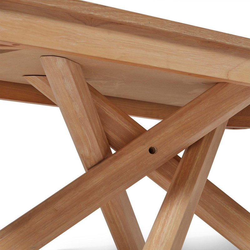 Brianney Solid Wood Cross Legs Coffee Table, Whitewash Oak