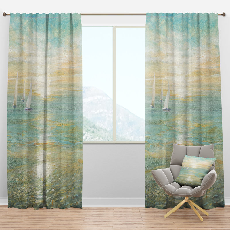 Panneau de rideau simple semi-diaphane avec passe-tringle Sunrise Boat I, l 52 po x L 84 po