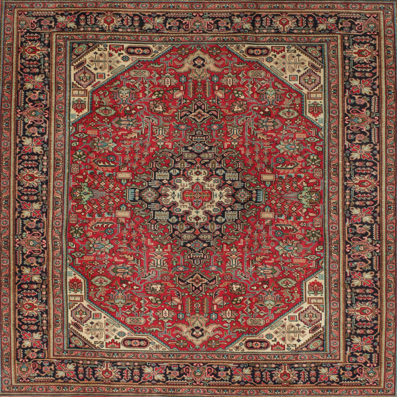 Tapis traditionnel brun / rouge Dammann, Rond 7 pi