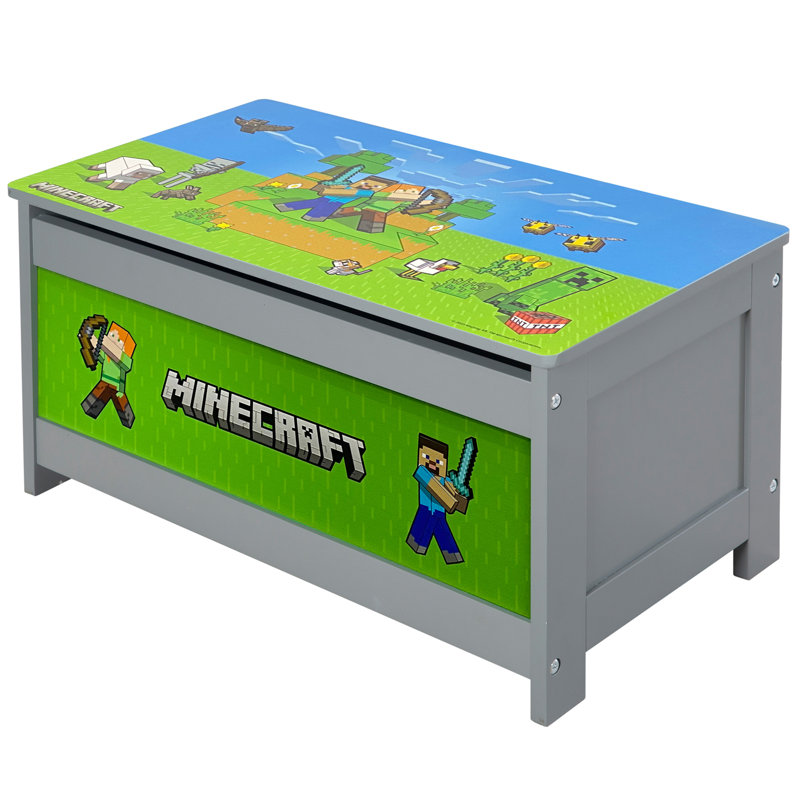 Minecraft: coffre de rangement - boîte en bois, jouets-jeux-vêtements, sièges et organisation, scène Minecraft, décor à thème de jeu, 23,6 po x 12,6 po x 11,8 po, sous licence