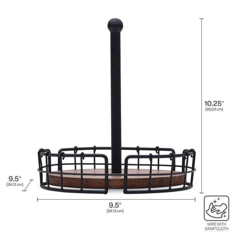 Black Iron and Mango Wood Tiered Condiment Caddy