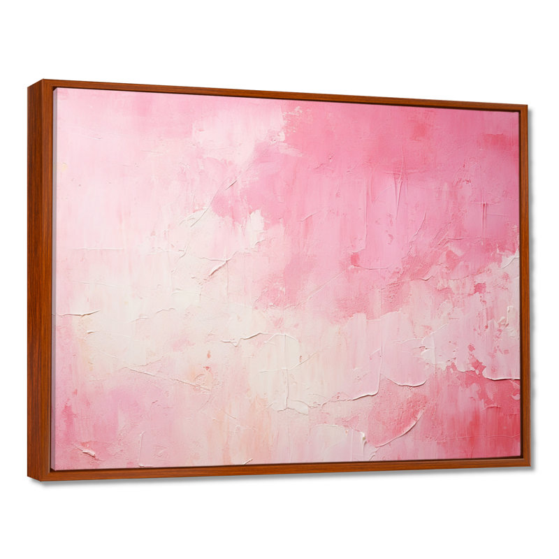 Or et rose, rivière abstraite minimale IV - Fuschia, art mural, H 12 po x l 20 po x P 1 po, Cadre flottant brun
